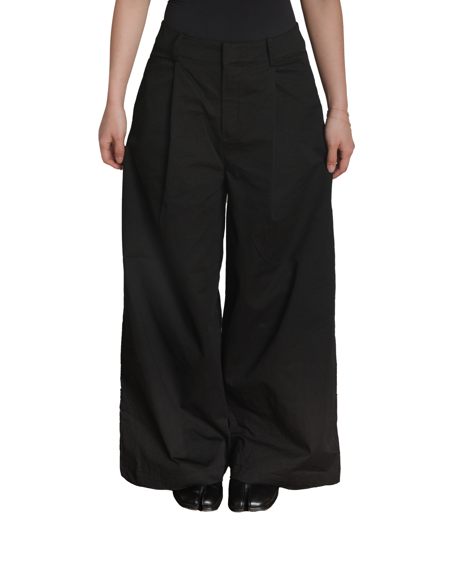 Wide Leg Cotton Pants in Ink