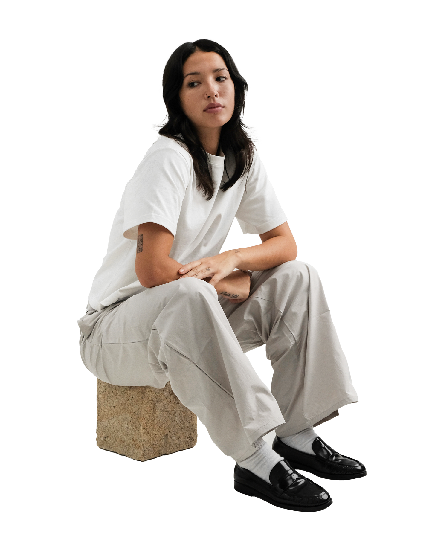 Nylon Slacks in Slate