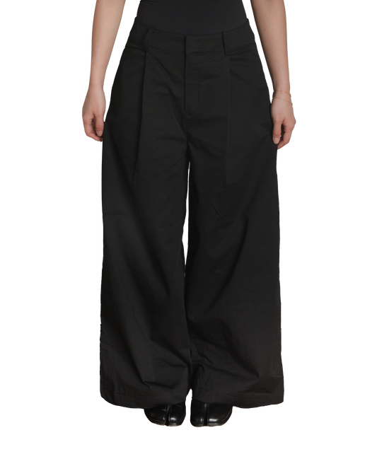 Wide Leg Cotton Pants in Ink