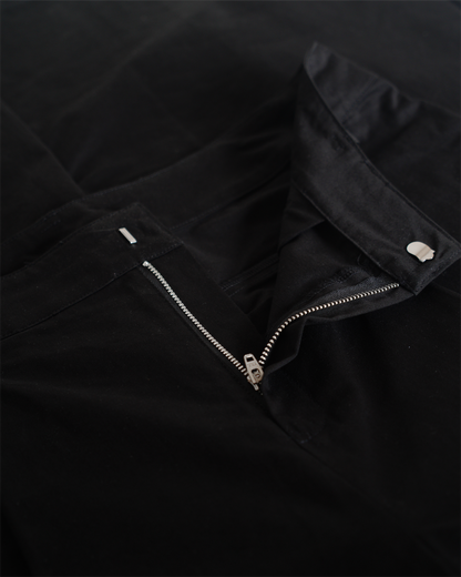 Wide Leg Cotton Pants in Ink